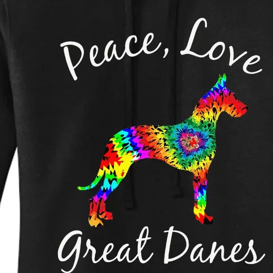 Great Dane Mom Fun Dog Mom Gift Peace Love Great Dane Mama Women's Pullover Hoodie