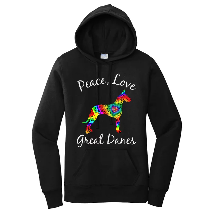 Great Dane Mom Fun Dog Mom Gift Peace Love Great Dane Mama Women's Pullover Hoodie