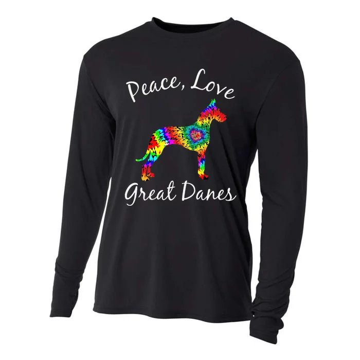 Great Dane Mom Fun Dog Mom Gift Peace Love Great Dane Mama Cooling Performance Long Sleeve Crew