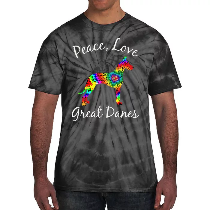 Great Dane Mom Fun Dog Mom Gift Peace Love Great Dane Mama Tie-Dye T-Shirt