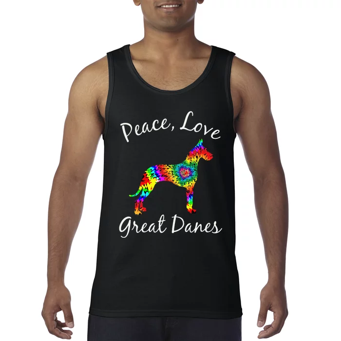 Great Dane Mom Fun Dog Mom Gift Peace Love Great Dane Mama Tank Top