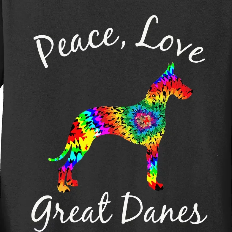 Great Dane Mom Fun Dog Mom Gift Peace Love Great Dane Mama Kids Long Sleeve Shirt