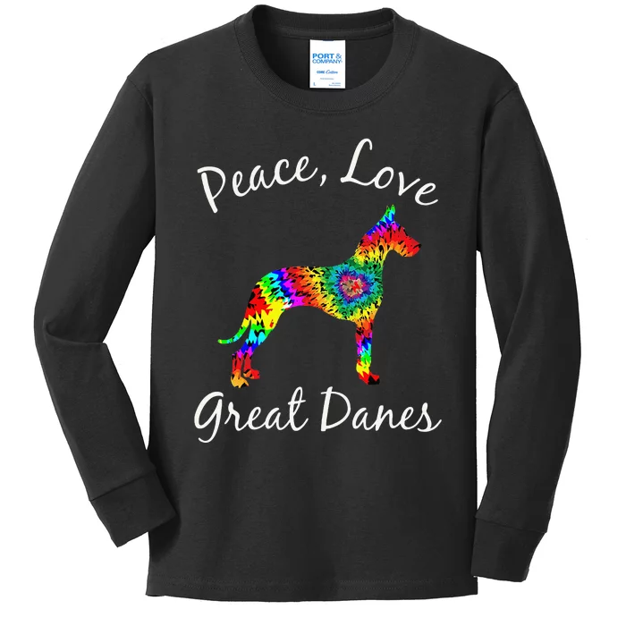 Great Dane Mom Fun Dog Mom Gift Peace Love Great Dane Mama Kids Long Sleeve Shirt