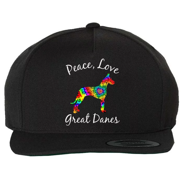 Great Dane Mom Fun Dog Mom Gift Peace Love Great Dane Mama Wool Snapback Cap