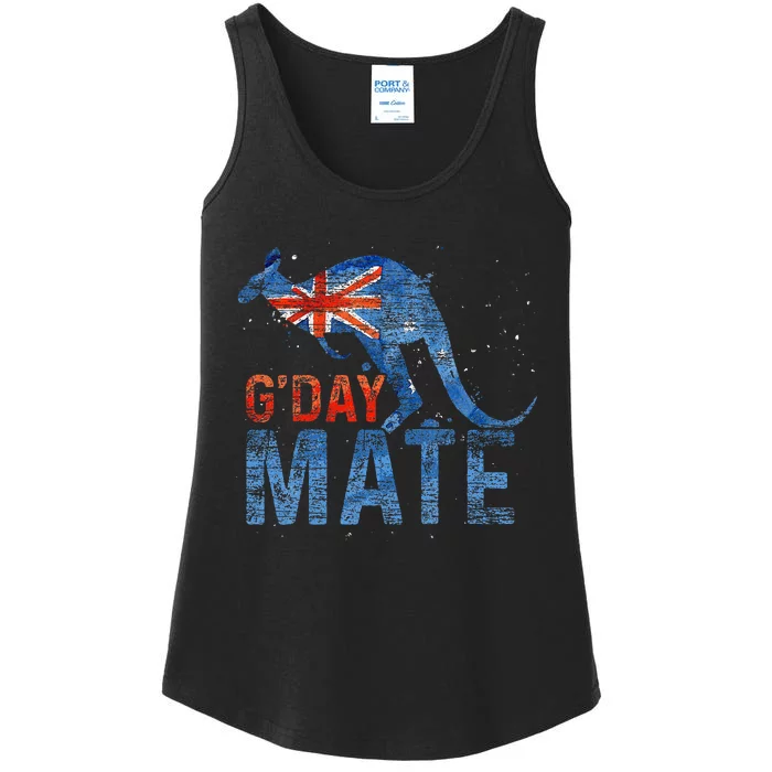 G Day Mate Kangaroo Aussie Animal Australia Flag Australia Ladies Essential Tank