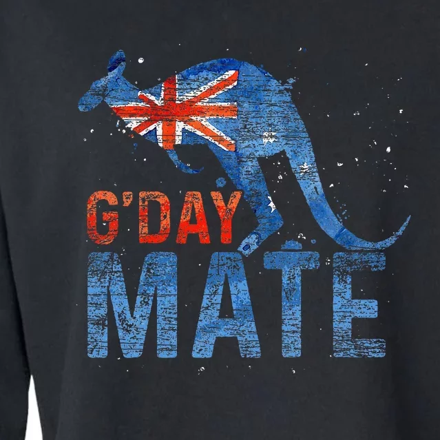 G Day Mate Kangaroo Aussie Animal Australia Flag Australia Cropped Pullover Crew