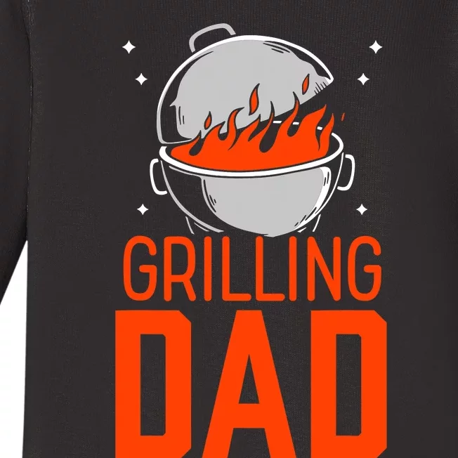 Grilling Dad Meat Bbq Grill Barbecue Father Daddy Papa Baby Long Sleeve Bodysuit