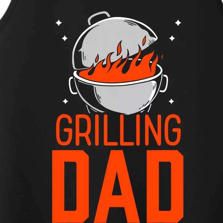 Grilling Dad Meat Bbq Grill Barbecue Father Daddy Papa Performance Tank