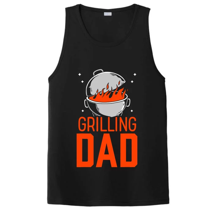 Grilling Dad Meat Bbq Grill Barbecue Father Daddy Papa Performance Tank