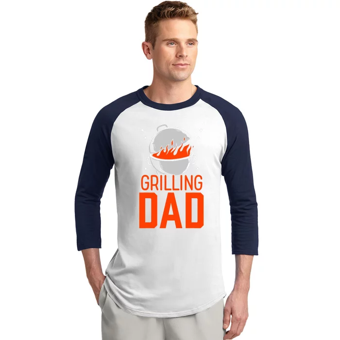 Grilling Dad Meat Bbq Grill Barbecue Father Daddy Papa Baseball Sleeve Shirt