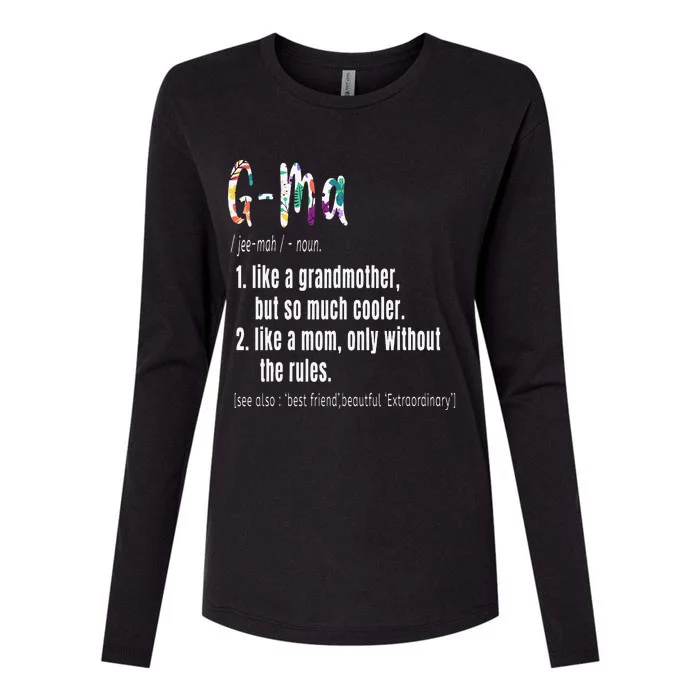 GMa Definition Mother's Day & Birthday Gift Grandmother Womens Cotton Relaxed Long Sleeve T-Shirt