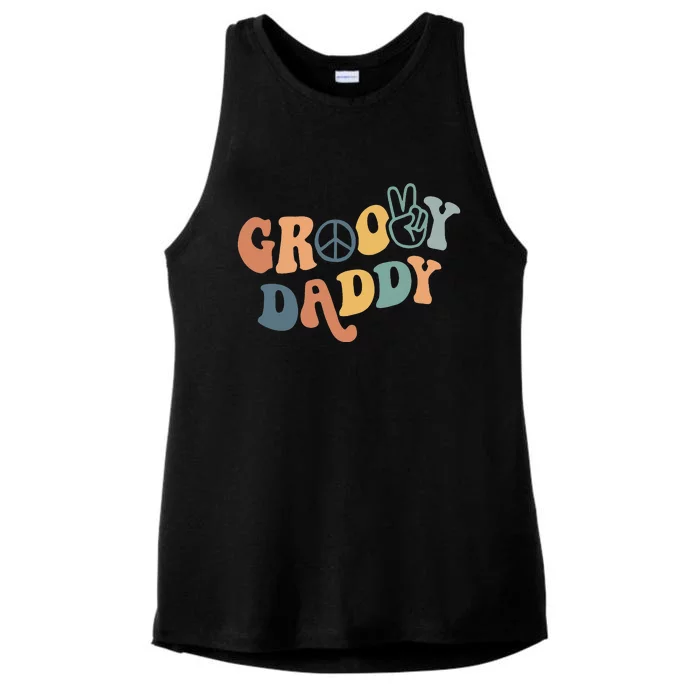 Groovy Daddy Matching Family 1st Birthday Party Ladies Tri-Blend Wicking Tank