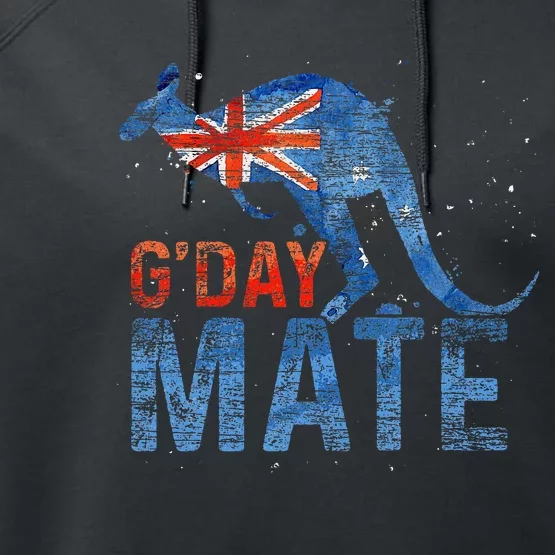 G Day Mate Kangaroo Aussie Animal Australia Flag Performance Fleece Hoodie