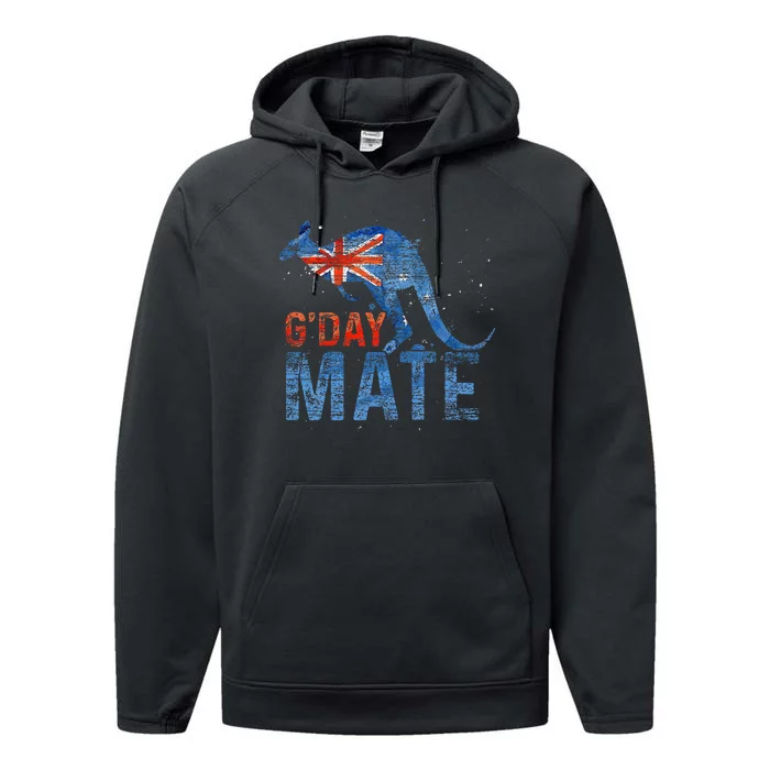 G Day Mate Kangaroo Aussie Animal Australia Flag Performance Fleece Hoodie