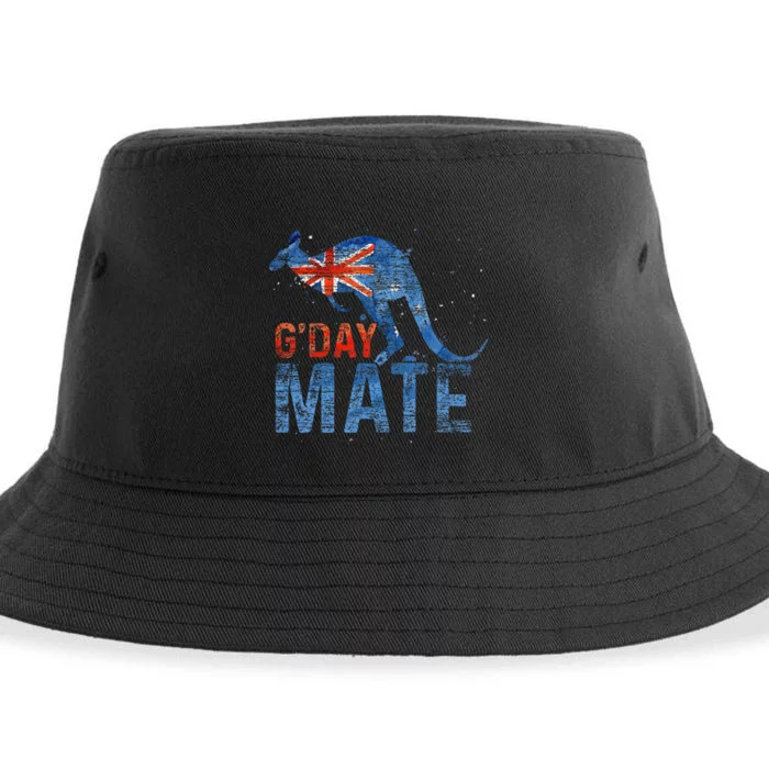 G Day Mate Kangaroo Aussie Animal Australia Flag Sustainable Bucket Hat