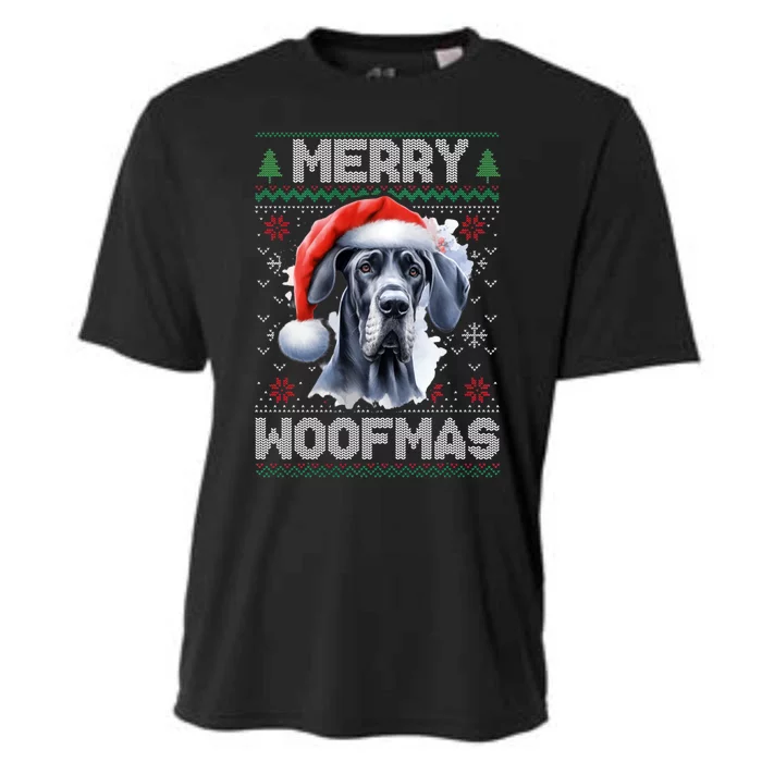 Great Dane Merry Woofmas Ugly Christmas Cute Gift Cooling Performance Crew T-Shirt