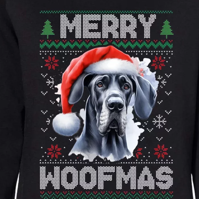 Great Dane Merry Woofmas Ugly Christmas Cute Gift Womens California Wash Sweatshirt