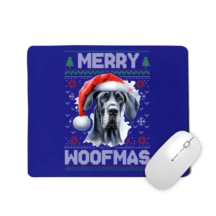 Great Dane Merry Woofmas Ugly Christmas Cute Gift Mousepad