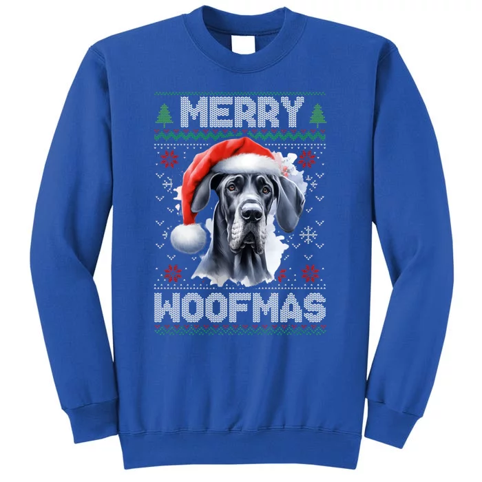 Great Dane Merry Woofmas Ugly Christmas Cute Gift Tall Sweatshirt