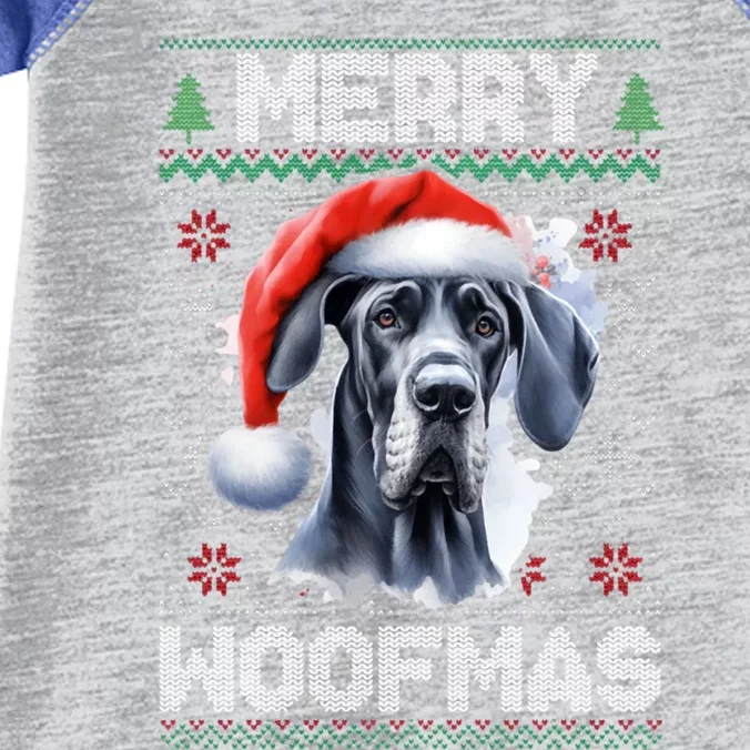 Great Dane Merry Woofmas Ugly Christmas Cute Gift Infant Baby Jersey Bodysuit