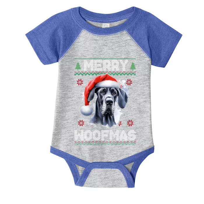 Great Dane Merry Woofmas Ugly Christmas Cute Gift Infant Baby Jersey Bodysuit