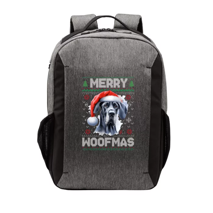 Great Dane Merry Woofmas Ugly Christmas Cute Gift Vector Backpack