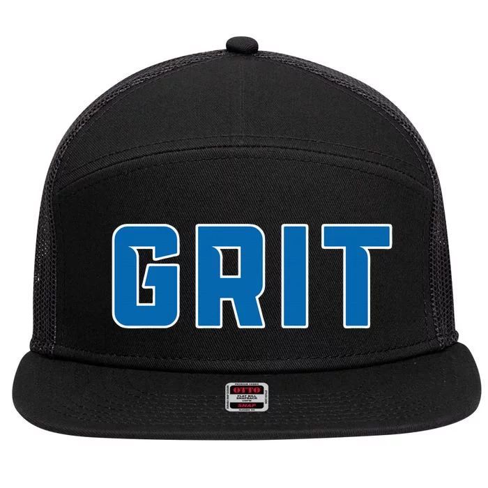 Grit Detroit Michigan Blue And White 7 Panel Mesh Trucker Snapback Hat