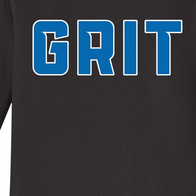 Grit Detroit Michigan Blue And White Baby Long Sleeve Bodysuit