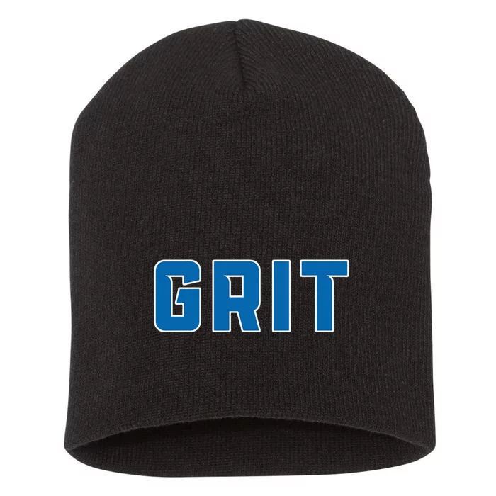 Grit Detroit Michigan Blue And White Short Acrylic Beanie