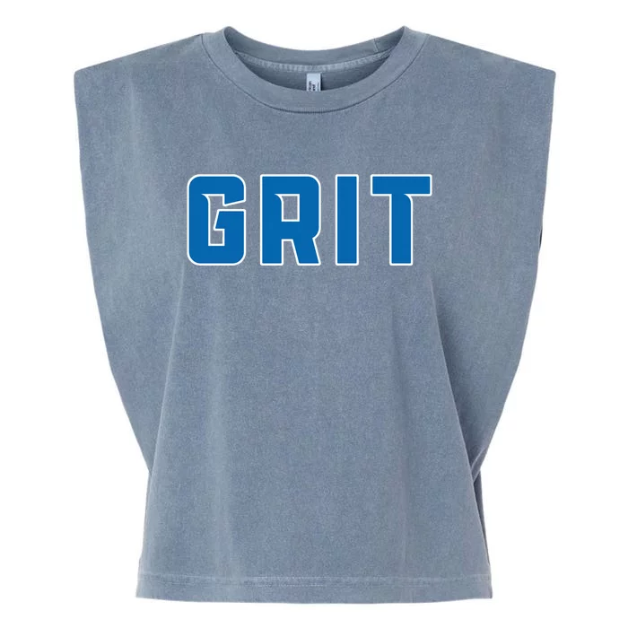 Grit Detroit Michigan Blue And White Garment-Dyed Women's Muscle Tee