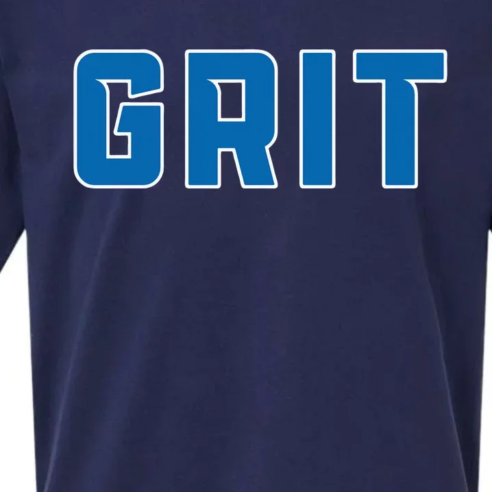 Grit Detroit Michigan Blue And White Sueded Cloud Jersey T-Shirt