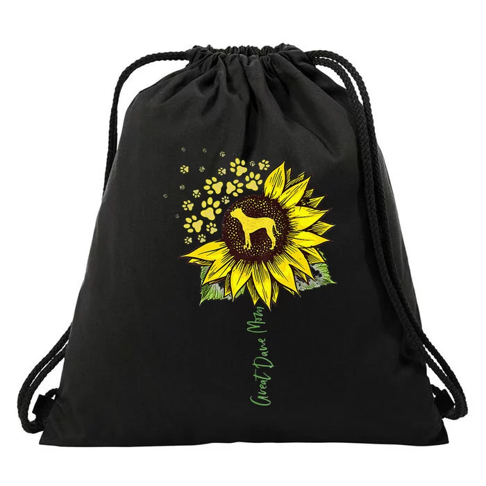 Great Dane Mom Sunflower Great Dane Lover Gifts Dog Mom Mama Drawstring Bag