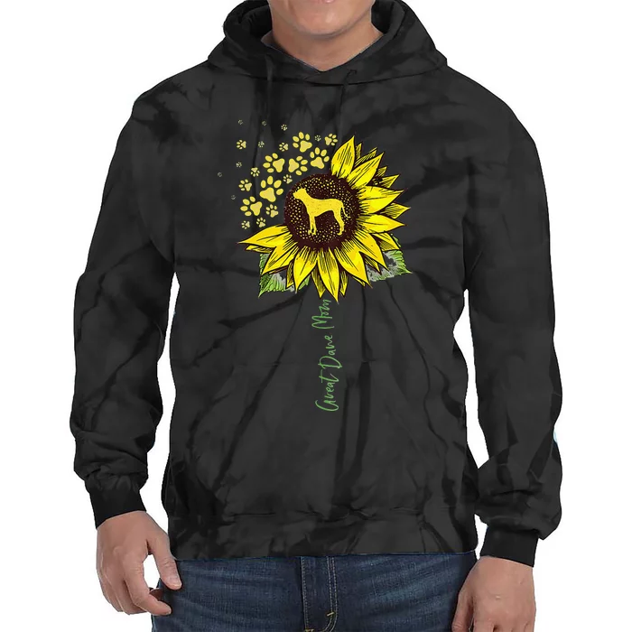 Great Dane Mom Sunflower Great Dane Lover Gifts Dog Mom Mama Tie Dye Hoodie