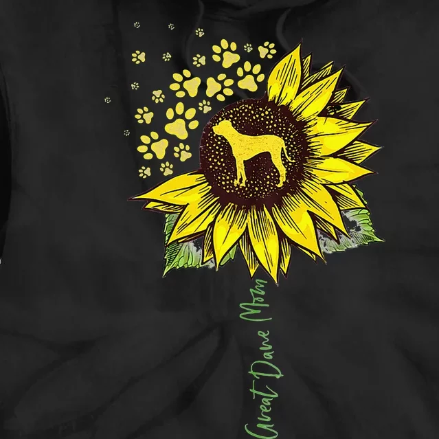 Great Dane Mom Sunflower Great Dane Lover Gifts Dog Mom Mama Tie Dye Hoodie