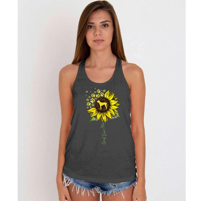 Great Dane Mom Sunflower Great Dane Lover Gifts Dog Mom Mama Women's Knotted Racerback Tank