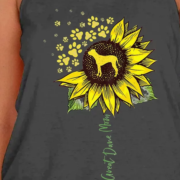 Great Dane Mom Sunflower Great Dane Lover Gifts Dog Mom Mama Women's Knotted Racerback Tank