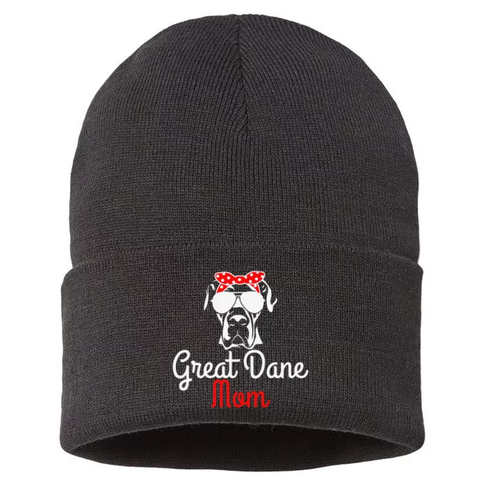 Great Dane Mom Vintage Funny Cute Dog Great Dane Mama Sustainable Knit Beanie