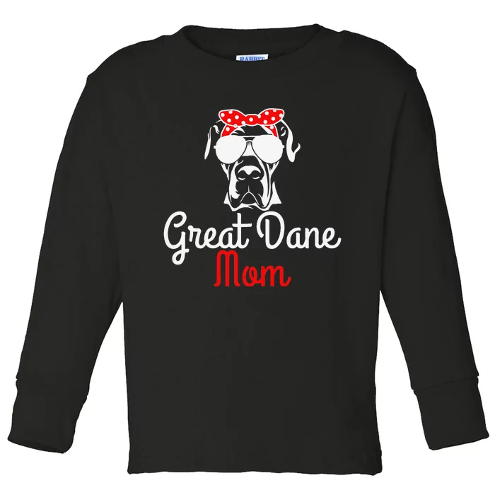 Great Dane Mom Vintage Funny Cute Dog Great Dane Mama Toddler Long Sleeve Shirt