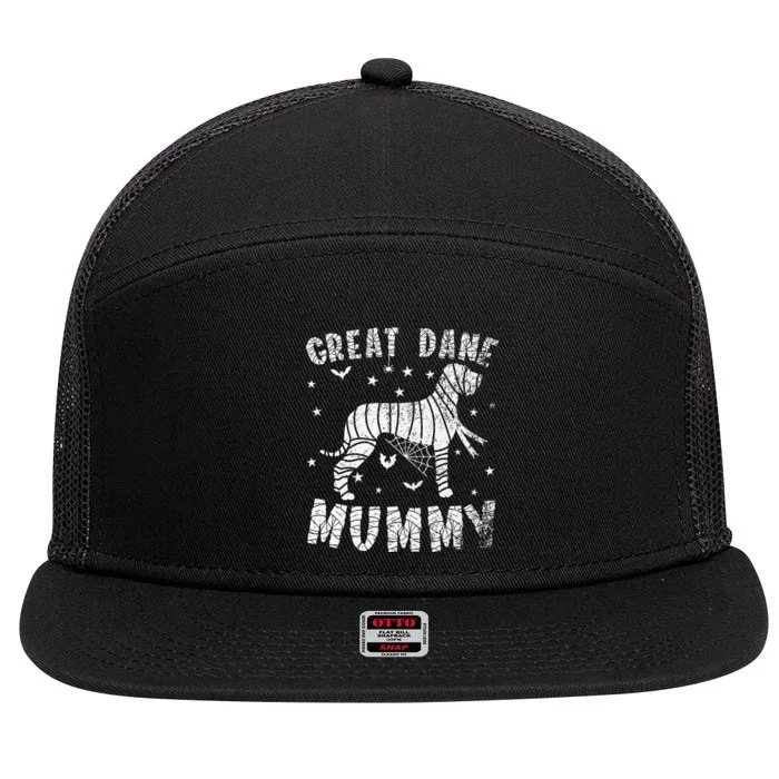 Great Dane Mummy Halloween 7 Panel Mesh Trucker Snapback Hat