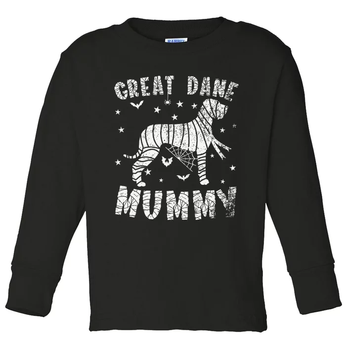 Great Dane Mummy Halloween Toddler Long Sleeve Shirt