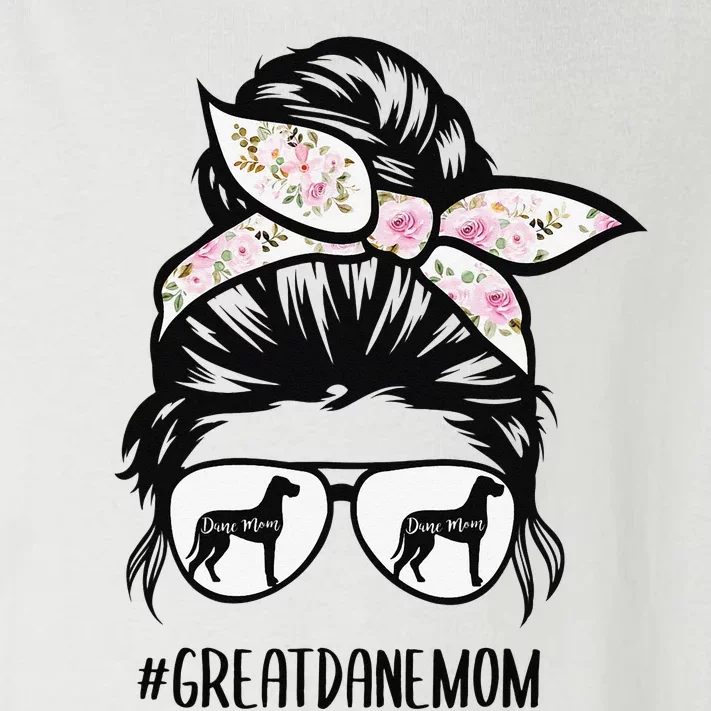 Great Dane Mom messy bun hair glasses Toddler Long Sleeve Shirt