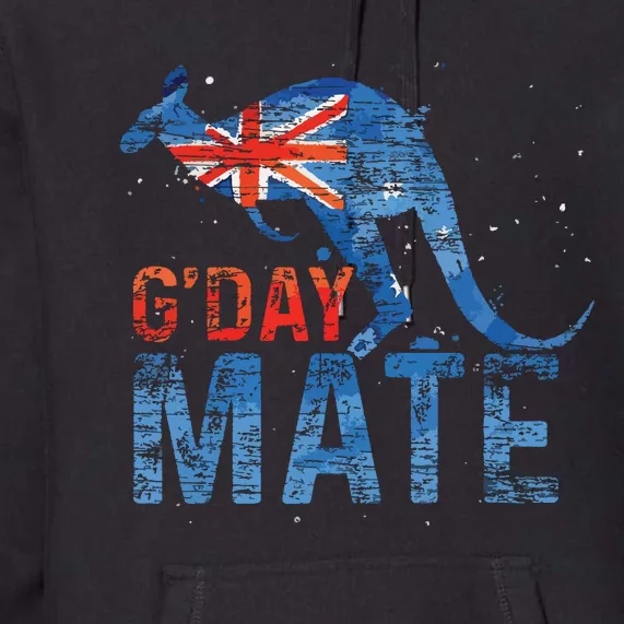 G Day Mate Kangaroo Aussie Animal Australia Flag Australia Premium Hoodie