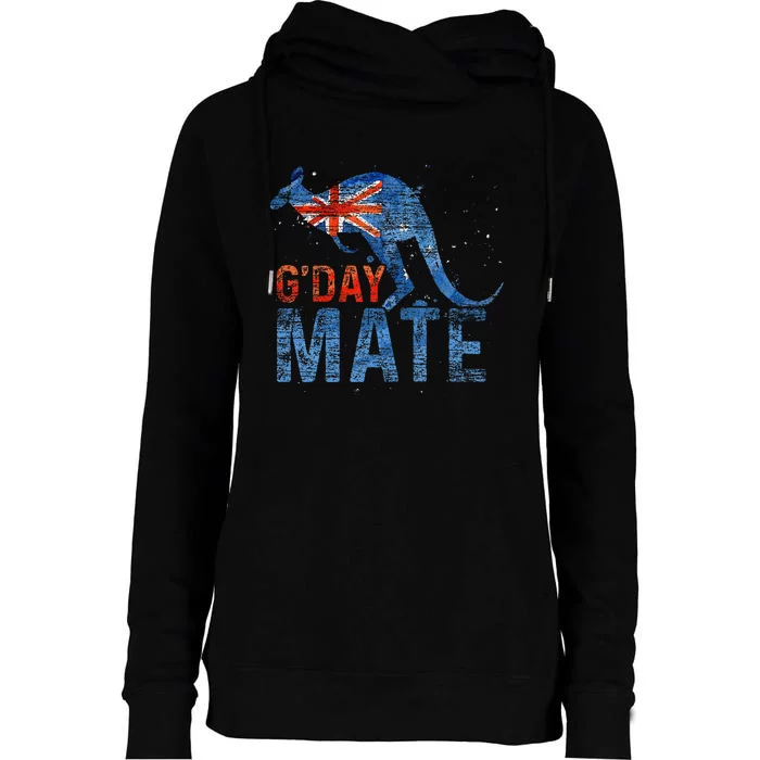 G Day Mate Kangaroo Aussie Animal Australia Flag Australia Womens Funnel Neck Pullover Hood