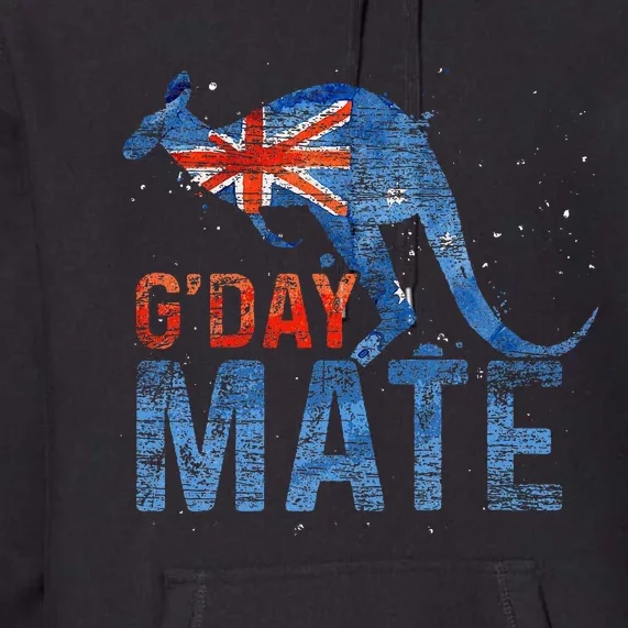 G Day Mate Kangaroo Aussie Animal Australia Flag Australia Premium Hoodie