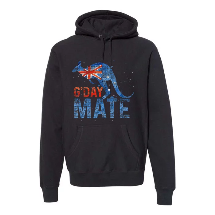 G Day Mate Kangaroo Aussie Animal Australia Flag Australia Premium Hoodie