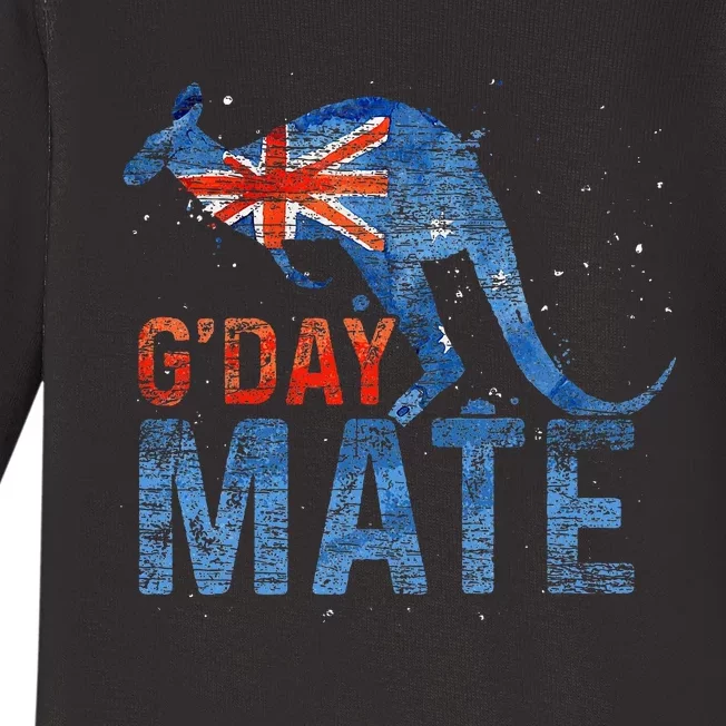 G Day Mate Kangaroo Aussie Animal Australia Flag Australia Baby Long Sleeve Bodysuit