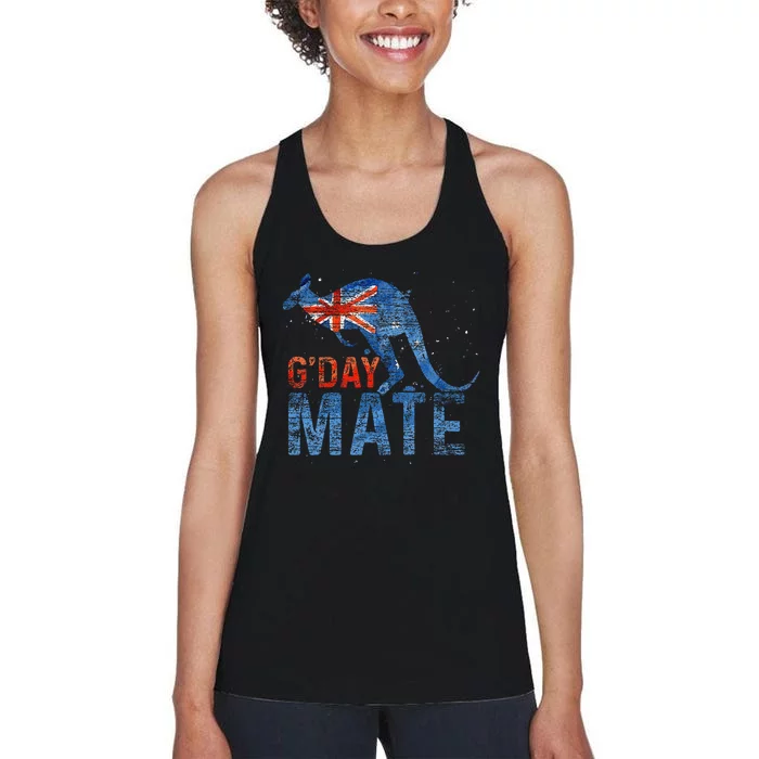 G Day Mate Kangaroo Aussie Animal Australia Flag Australia Women's Racerback Tank