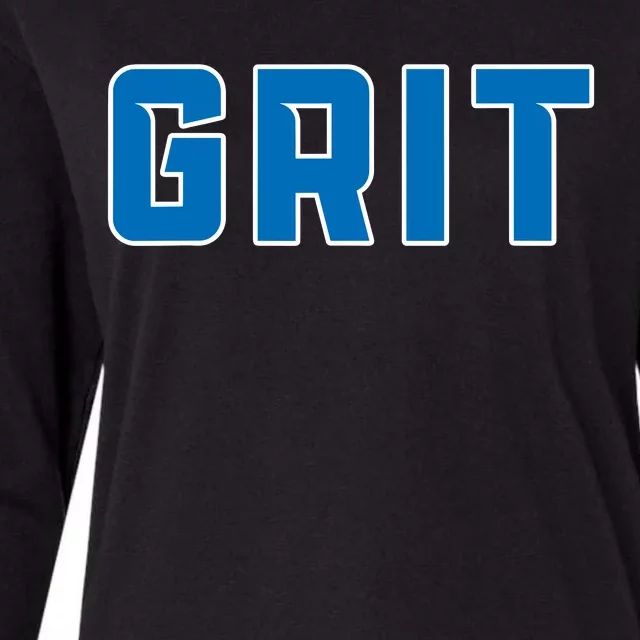 Grit Detroit Michigan Blue And White Womens Cotton Relaxed Long Sleeve T-Shirt