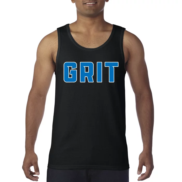 Grit Detroit Michigan Blue And White Tank Top