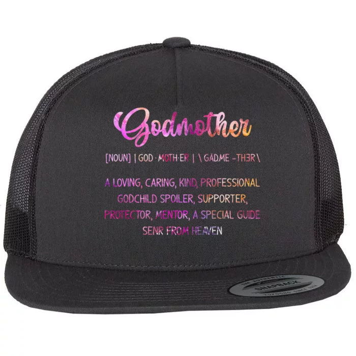 Godmother Definition Mothers Day For Godmom From Godchilds Flat Bill Trucker Hat